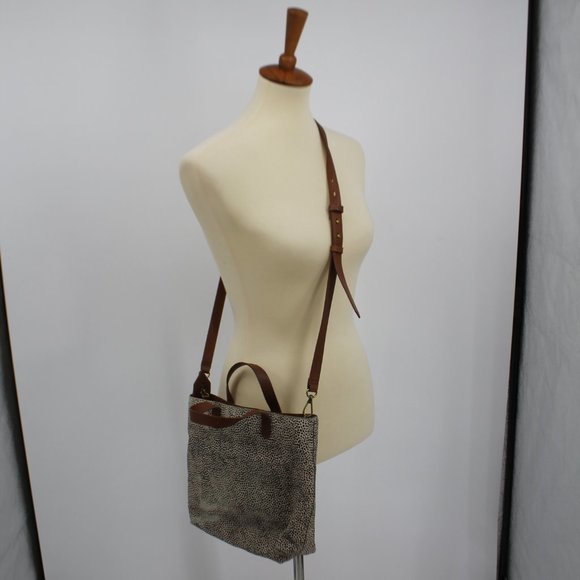 Madewell Cross Body Leather Speckled Fur Distressed Cross Body Purse Bag - Picture 4 of 12